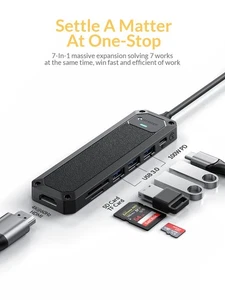 7 in 1 USB C Dongle - 100W PD, 4K HDMI, SD/TF Card Reader USB 3.0 Ports Ethernet - Picture 1 of 10