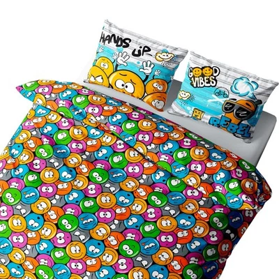 COPRIPIUMINO EMOJI faccine SMILE NEW in Puro Cotone Made in Italy - Bild 1 von 4