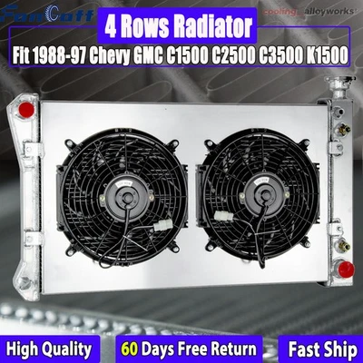 Ventilador de cubierta de radiador Fit 1988-97 Chevy GMC C1500 C2500 C3500 K1500 5,7 L V8 4 filas Foto 1 de 4