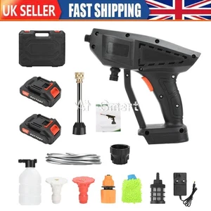 2 Battery Portable Car High Pressure Washer Jet Water Wash Cleaner Gun +Glove UK - Picture 1 of 25