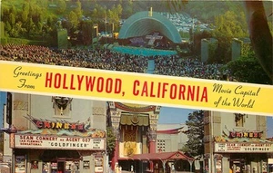 1950s Hollywood California Grauman's Chinese Theater Bowl Postcard 25-6221 - Imagen 1 de 2