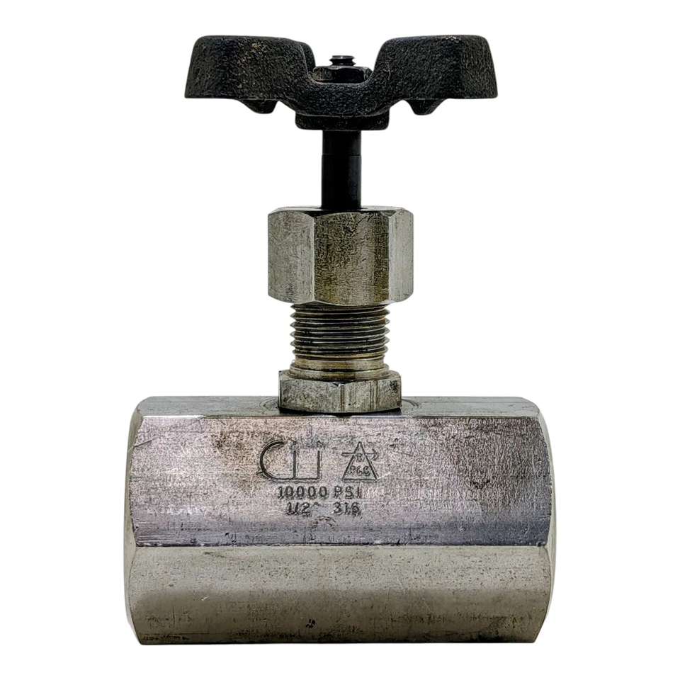 CII Needle Valve 1/2" NPT 316 Stainless Steel 10000 PSI High Pressure - Image 1 of 4