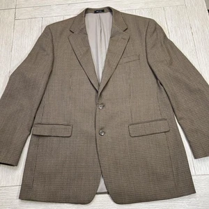 Lauren Ralph Lauren Blazer Mens 46 Brown Wool Houndstooth Sport Coat Jacket - Picture 1 of 8
