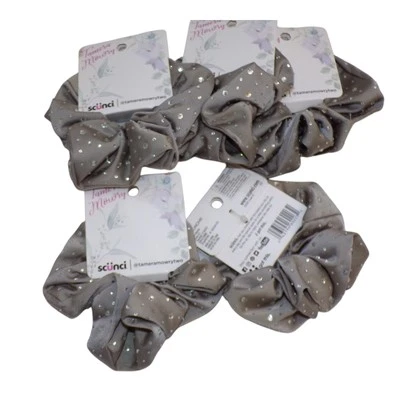 Lote de 5 acessórios de cabelo Tamera Mowry cetim cinza strass scrunchies - Imagem 1 de 2