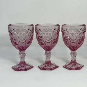 Juego de 3 copas de vino de agua rosa claro Fostoria Moonstone 6,5" de alto vintage - Imagen 1 de 20