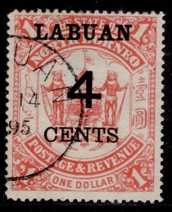 Borneo del Norte - Labuan QV SG75, 4c en $1 escarlata, VFU. - Imagen 1 de 1