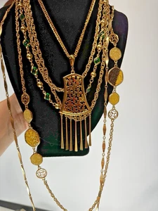 Vintage Necklace Lot Chains Sarah Coventry Pendant Multi Chains 3 Piece mix - Picture 1 of 9