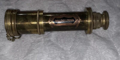 Dollond London ~ Royal Navy ~ Telescopio ~ Telescopio de latón de 17" ~ Con estuche de cuero Foto 1 de 4