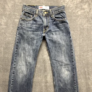 Levi's 505 14 REG Youth Boys Straight Fit Jeans Mid Rise Dark Wash (W25XL26) - Picture 1 of 14