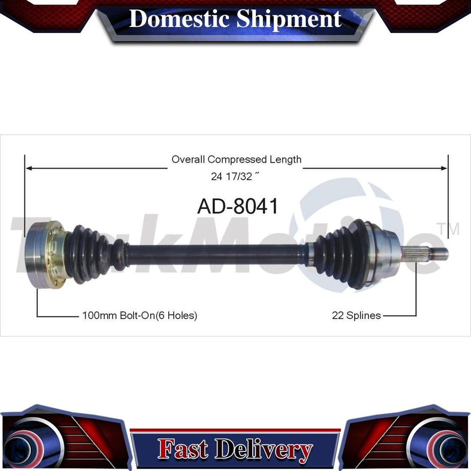1X Rear Left CV Axle Drive Shaft Joint Assembly For 1987 1988 Volkswagen Quantum - Image 1 of 1