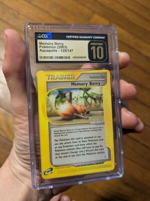 (POP 1) CGC 10 PRISTINE Memory Berry Trainer 128/147 Aquapolis Pokemon 2003 Card - Image 1 of 3