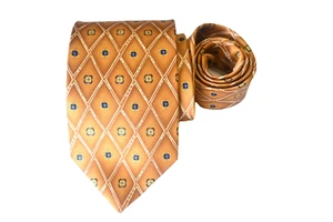 JOS A BANK MEN'S TIE BROWN/GEOMETRIC WIDTH: 3.75" LENGTH: 58" SILK - Picture 1 of 3