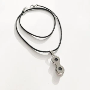 Bicycle Chain Necklace Black Cord Lovely Gift for a Cyclist Cute Handmade - Picture 1 of 2