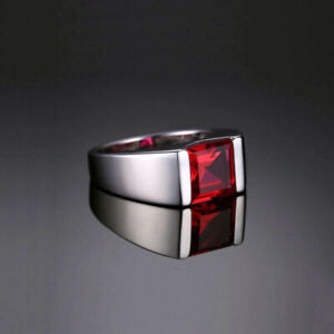 Natural Garnet  Gemstone Ring For Men Jewelry, 925 Sterling Silver Wedding Ring