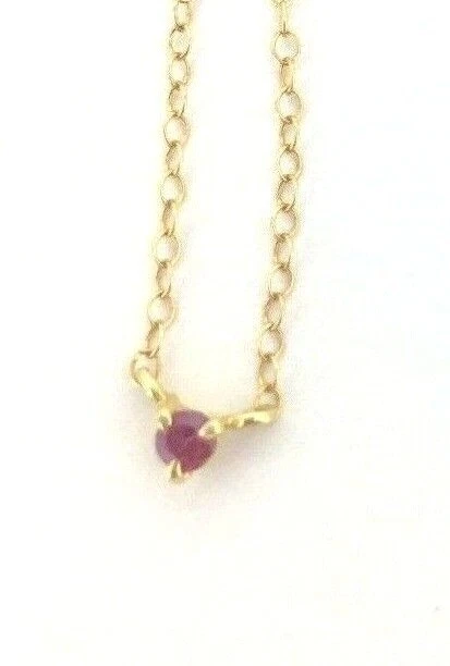 Necklace 14k yellow gold cable chain 16.5"  with 1 red ruby New Vintage - Image 1 of 1