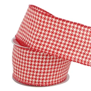 Red Houndstooth Wired Ribbon 2.5" x 20ft. by Celebrate It  (6_1/2 yards) - Picture 1 of 2