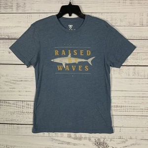 Vissla Adult T Shirt Size Small Short Sleeve Heather Blue Graphic Cotton Poly - Picture 1 of 10