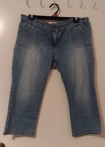 Women's Vintage Hot Options 3/4 Blue Jeans - Picture 1 of 9