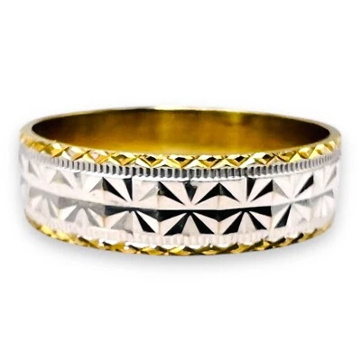 10k Solid Yellow Gold 5.5 mm Two Tone Wedding Mens Band 3.40 Grams Ring Size 10 - Image 1 of 4