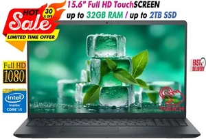 Dell Newest 15.6" Laptop FHD Touch Intel i5 Upto 32GB RAM & 2TB SSD Win11 Black - Picture 1 of 9