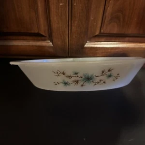 Vintage Glassbake J-2352 Frost Pine Divided Casserole Dish - Picture 1 of 4