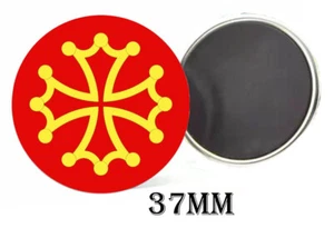 MAGNET badge croix catalane occitane région Occitanie Languedoc Roussillon - Picture 1 of 2