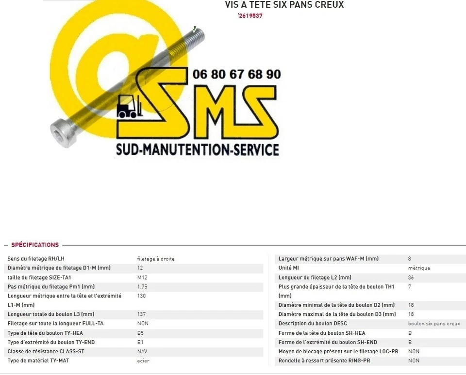 Vite per Ciottoli Simple M12 12 130 137 MM Linde T16 T18 T20 9048346321 - Bild 1 von 1