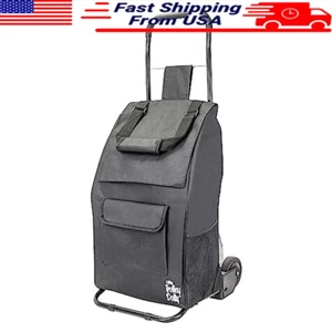 Trolley Foldable Shopping Groceries W/ Wheel Removable Bag 20"x18"x44.4" Black - Picture 1 of 7