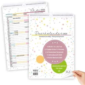 Paarkalender 2025 Kalender Wandkalender Familienkalender 3-Spalten Monatskalende - Bild 1 von 7