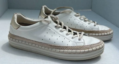 Sam Edelman Kavi Sneaker Espadrille Leather Rope Women 7 37 White Shoe Gold lace - Image 1 of 4