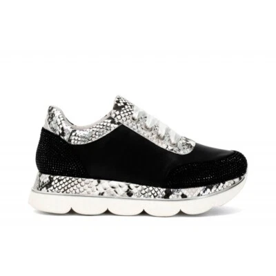 Cafe Noir LEDER SNEAKER MIT PYTHONLEDERIMITAT UND STRASS - GDB178 - Bild 1 von 4