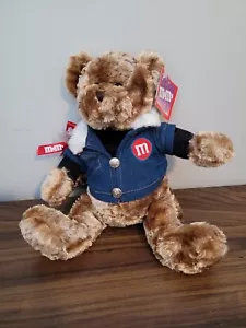 M&M's 2003 Galerie Au Chocolat Plush Teddy Bear Embroidered Jean Jacket NWT - Picture 1 of 15