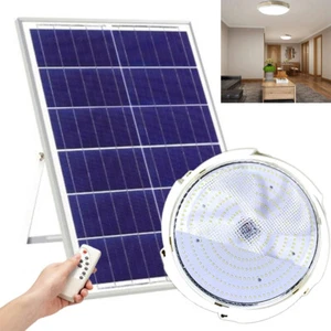 Solar LED Ceiling Pendant Light with Remote Outdoor Indoor Shed Lamp Waterproof - Picture 1 of 11