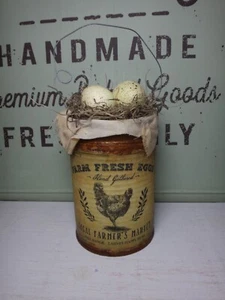 Primitive tin can Farm Fresh Eggs, Rustic, Farmhouse style Tiered Tray Decor - Picture 1 of 7