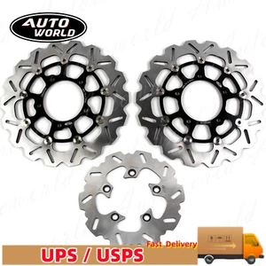 For Suzuki GSXR600 GSXR750 2006 2007 K6 K7 Front + Rear Brake Disc Rotor Black - Picture 1 of 13