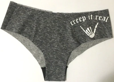Victorias Secret Gray Creep it Real Cheekster Cheeky Panties Size M Laser Cut - Image 1 of 4