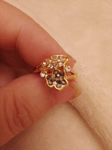 Marcasites Covered Clover Set Rose Gold Plated+Clear Crystals UK L And USA 5.5 - Picture 1 of 4