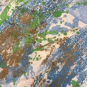 MCM Woven Fabric Material Splatter Blue Green Metallic Gold 44” Wide By Yard - Picture 1 of 10