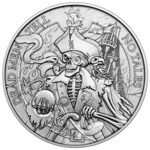 1 Troy oz Dead Men Tell No Tales Design .999 Fine Silver Round Cover