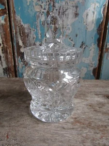 Vintage Stuart Crystal Cut Glass Jam Honey Condiment Lidded Pot - Picture 1 of 6