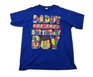 Lustiges T-Shirt Papa vom Geburtstag Junge Geburtstag Party Lego Gr. L BLAU  - Bild 1 von 4