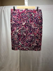 Talbots Straight & Pencil Skirt Women's Size 10 Red Blue Knee Length Stretch - Picture 1 of 8