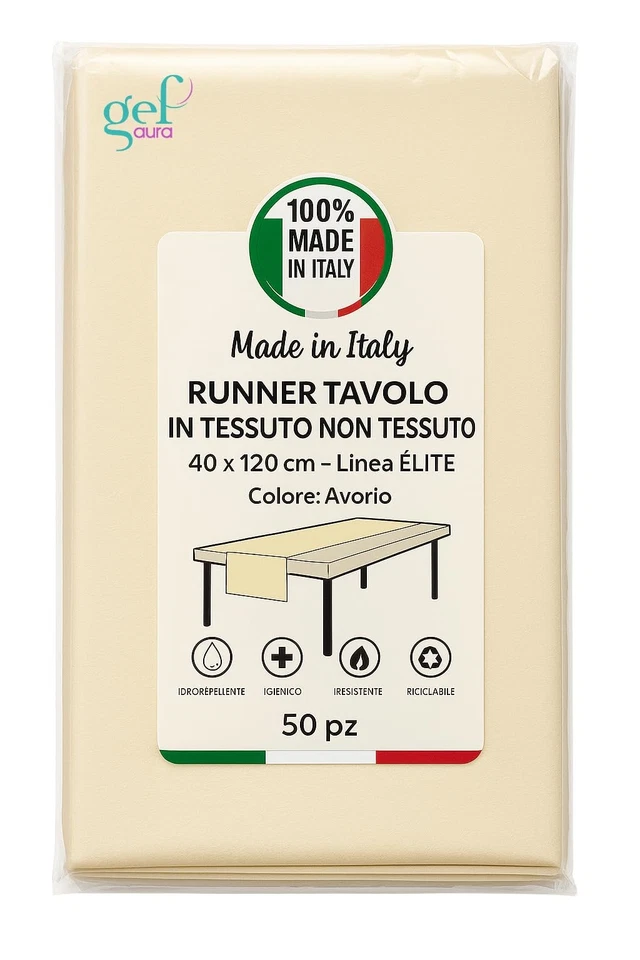 Gef Aura – Runner Tavola Monouso in TNT 40×120 cm – Idrorepellente, Resistente, - Immagine 1 di 1