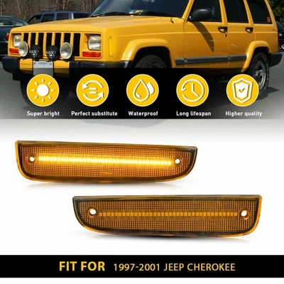 Luces laterales LED ámbar delanteras para Jeep Cherokee 1997-2001 marcador lámpara de parachoques 2 piezas Foto 1 de 4
