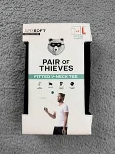 Paquete de 2 camisas de ladrones para hombre grandes ajustadas cuello en V súper suaves sin etiquetas - Imagen 1 de 4
