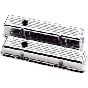 Billet Specialties 95220 - Ball Milled Tall Valve Covers for SB Chevy - Polished - Picture 1 of 1