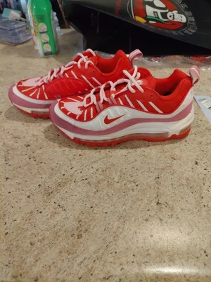 Nike Air Max 98 Valentines Day 2020 Women's Size 6 Shoe Sneaker Red White Pink - Image 1 of 4