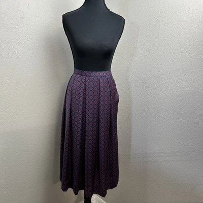 Falda midi vintage años 80 Prophecy para mujer 14 geométrica sedosa fluida plisada EE. UU. Foto 1 de 4