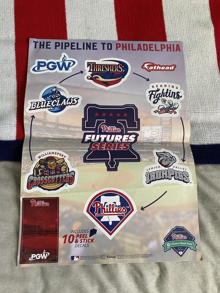 Fathead Phillies Pipeline To Philadelphia Poster 2016 with Team Decals. - Image 1 of 2