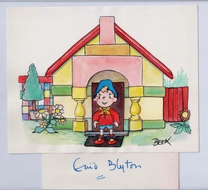 Noddy original Watercolour signed Enid Blyton & Harmsen van der Beek - Picture 1 of 4